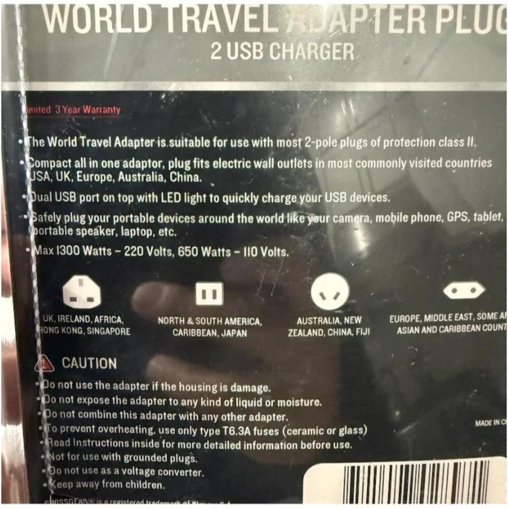 Swiss Gear World Travel Adapter Plug With 2 USB Charger